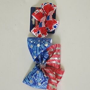Patriotic red white and blue hair bow clip Jojo bow